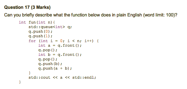Solved Question 17 (3 Marks) Can you briefly describe what | Chegg.com