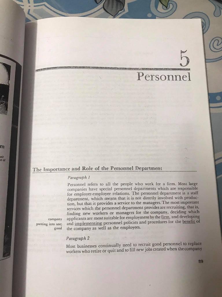 Solved 5 Personnel m meir e of The Importance and Role of | Chegg.com