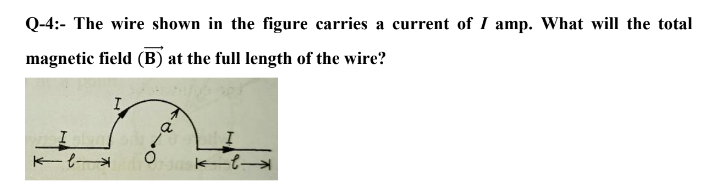 Solved Q-4:- The wire shown in the figure carries a current | Chegg.com
