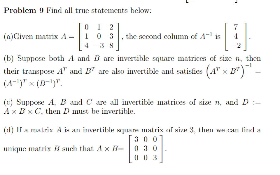 Solved Problem 9 Find all true statements below: (a)Given | Chegg.com