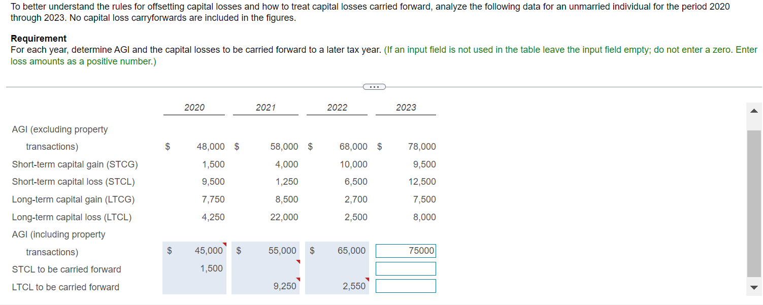 Solved To better understand the rules for offsetting capital | Chegg.com