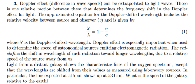 Solved 3. Doppler effect (difference in wave speeds) can be | Chegg.com