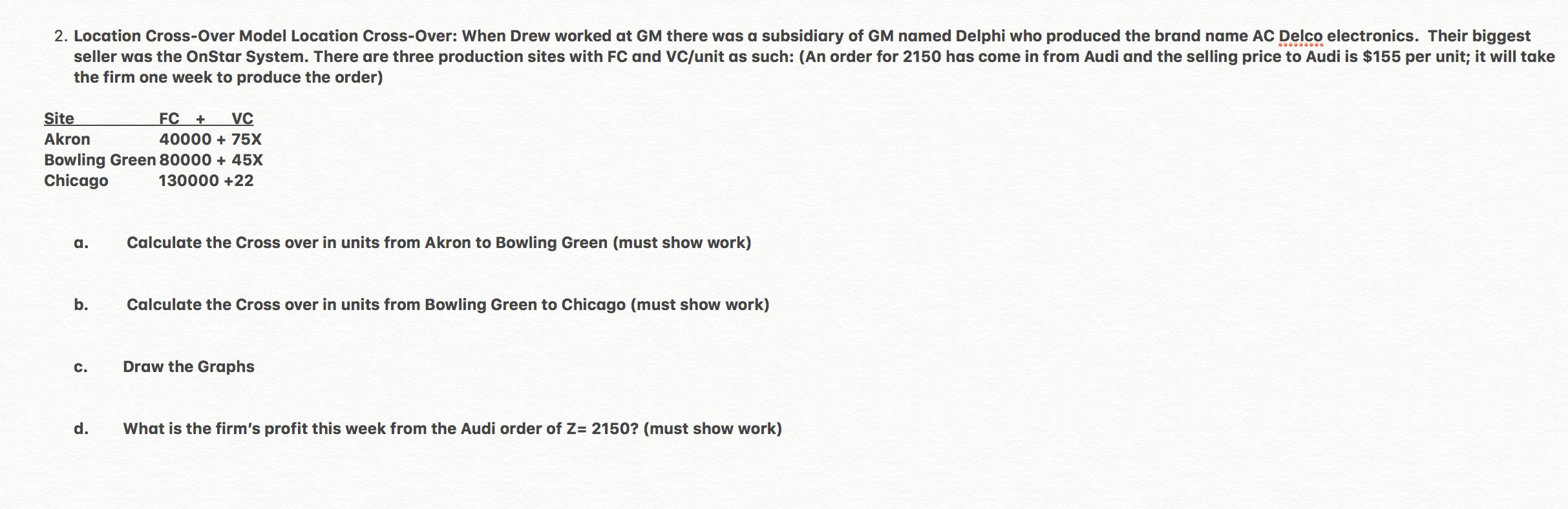 Solved 2. Location Cross-Over Model Location Cross-Over: | Chegg.com