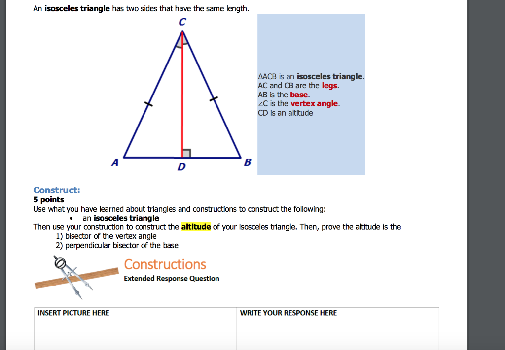 an isosceles triangle