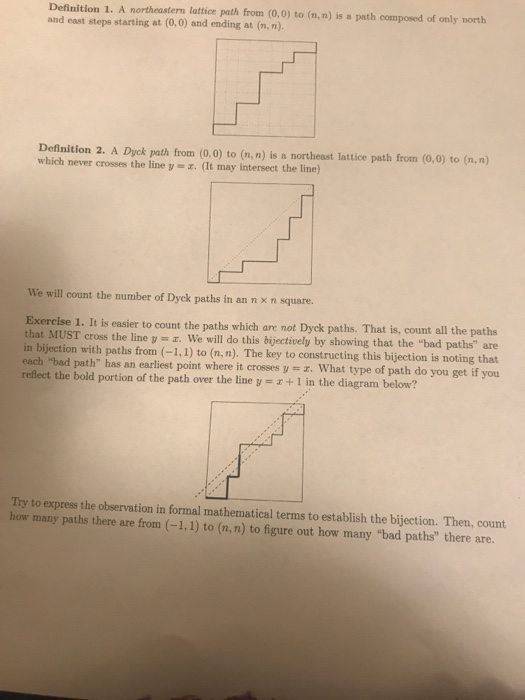 Solved Definition 1. A northeastern lattice path from (0,0) | Chegg.com