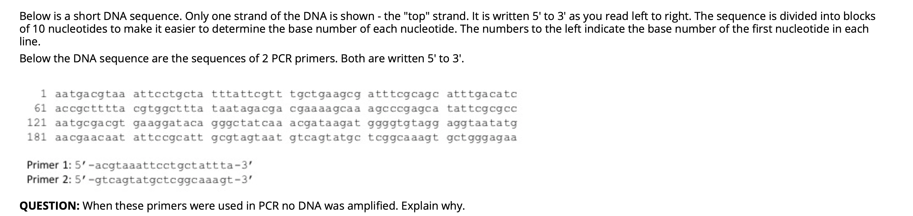 Solved Below is a short DNA sequence. Only one strand of the | Chegg.com