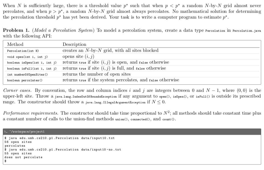 Goal Write a program to estimate the percolation | Chegg.com