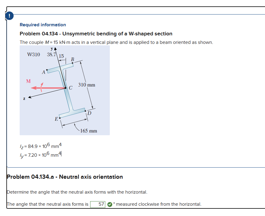 Solved Required information Problem 04.134 Unsymmetric