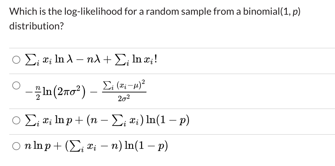 Solved Which is the log-likelihood for a random sample from | Chegg.com