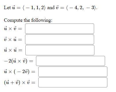 Letu 1 1 2 And V 4 2 3 Compute The Fo Chegg Com