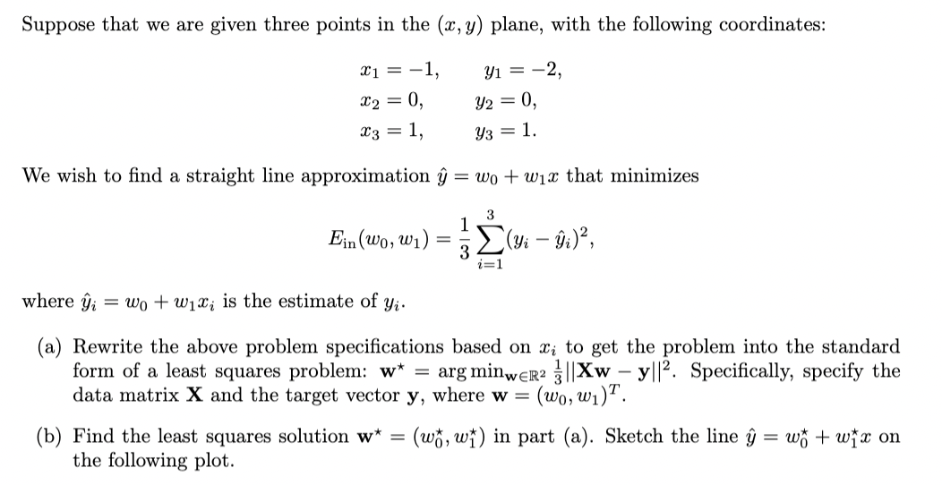 Solved Suppose that we are given three points in the (x,y) | Chegg.com