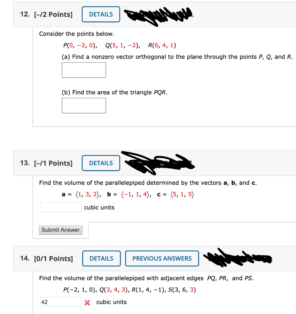 Solved 12. [-/2 Points] DETAILS Consider the points below. | Chegg.com