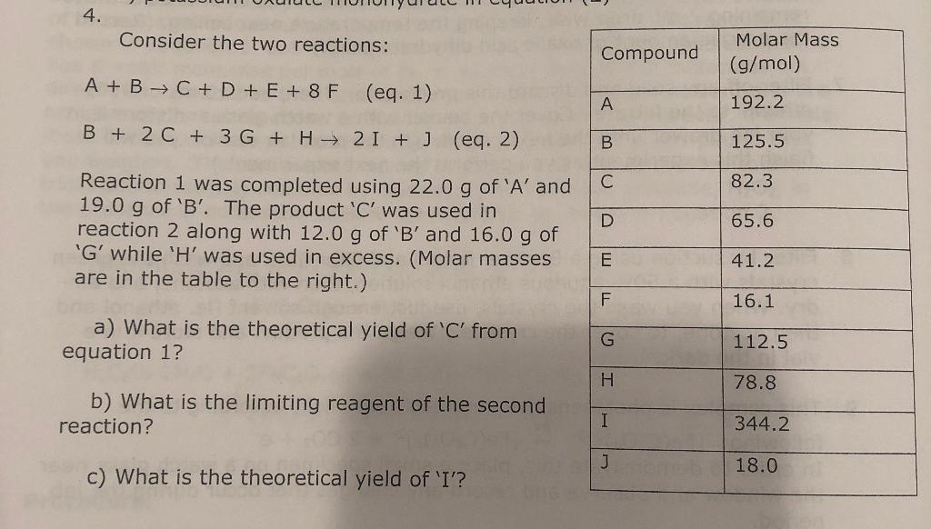 Solved Consider The Two Reactions. Answer A, B, And C. Chem | Chegg.com