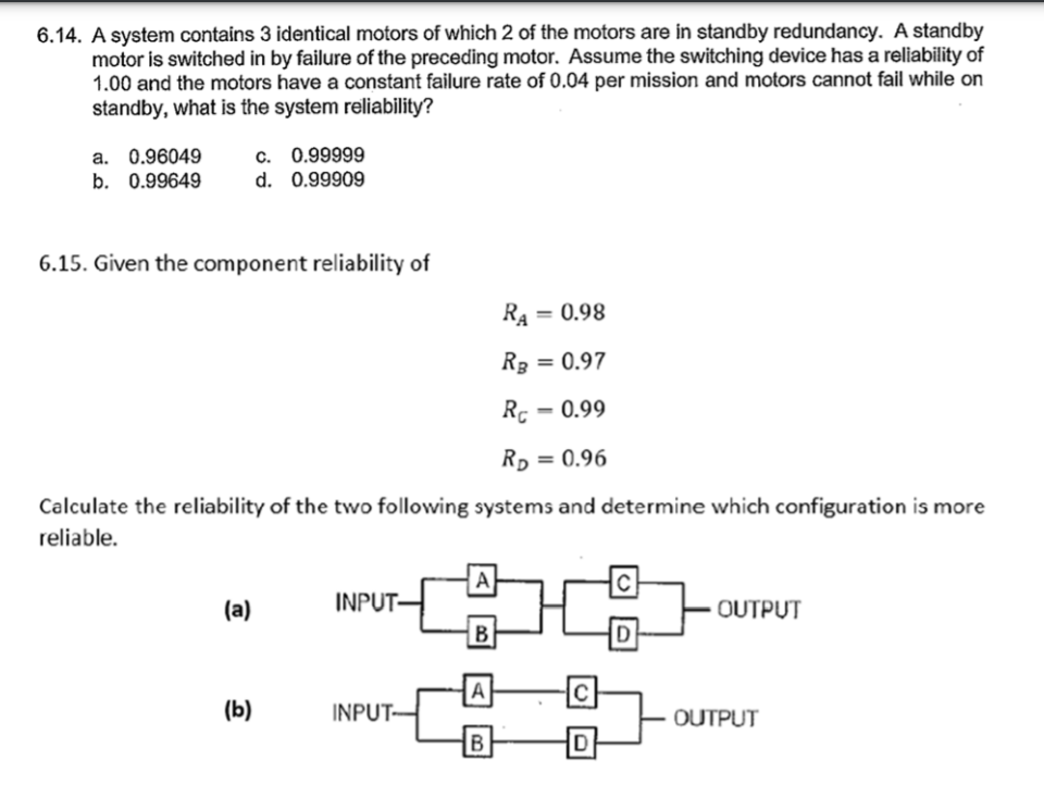Solved 6.14. A system contains 3 identical motors of which 2 | Chegg.com