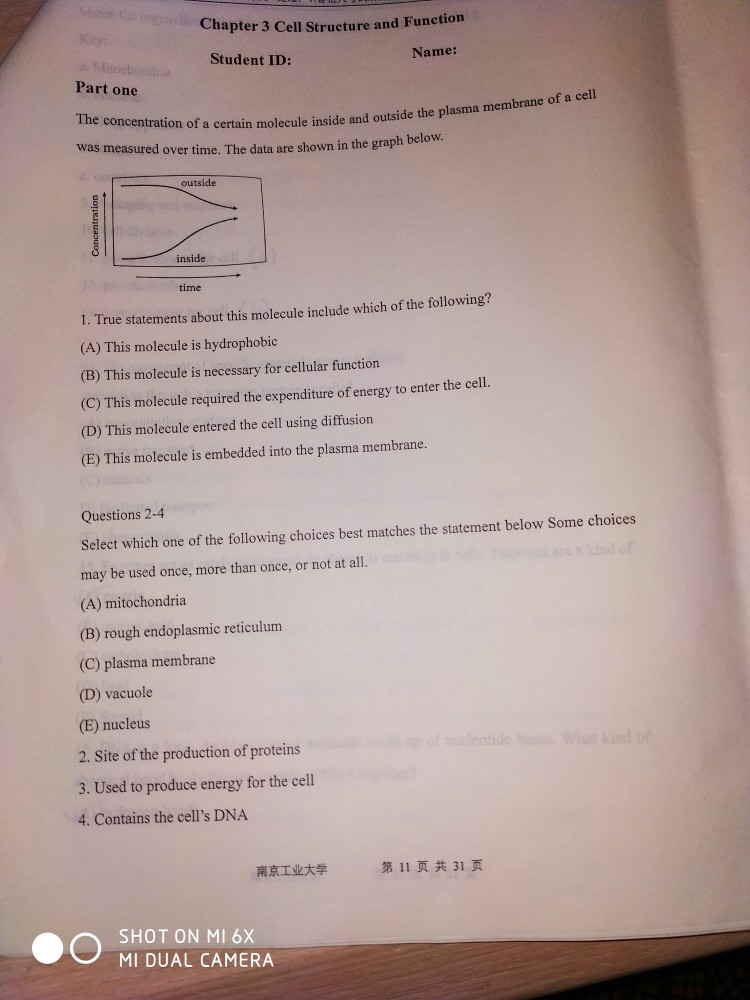 Solved Mit t gn Chapter 3 Cell Structure and Function Key | Chegg.com
