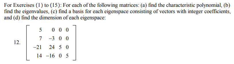 Solved For Exercises (1) to (15): For each of the following | Chegg.com