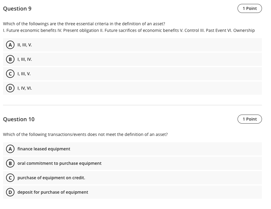 Solved Question 9 1 Point Which of the followings are the | Chegg.com
