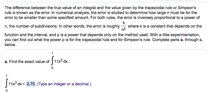 Solved The difference between the true value of an integral | Chegg.com