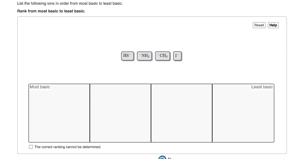 Solved List the following ions in order from basic to | Chegg.com