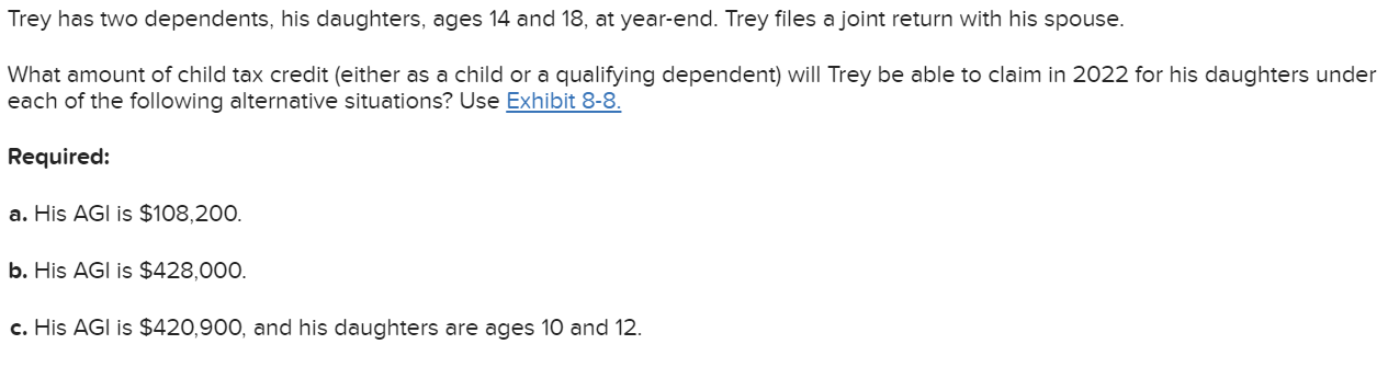 Solved Trey Has Two Dependents, His Daughters, Ages 14 And | Chegg.com