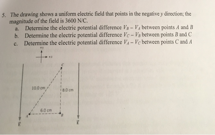 Solved 5. The drawing shows a uniform electric field that | Chegg.com