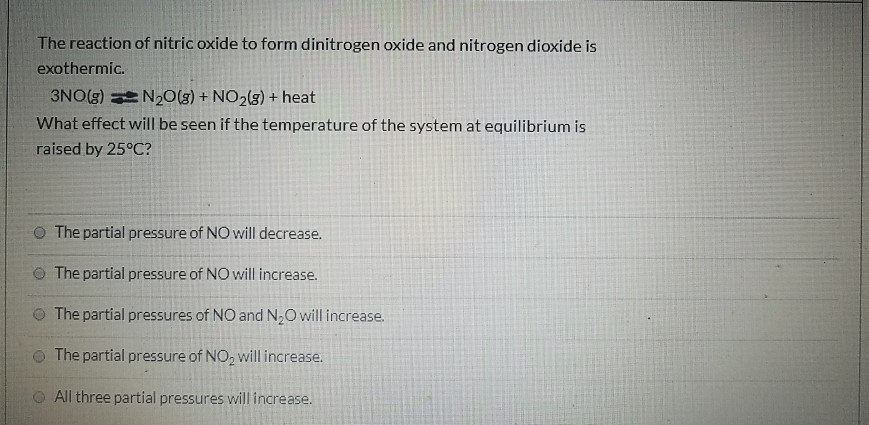 Solved The reaction of nitric oxide to form dinitrogen oxide | Chegg.com