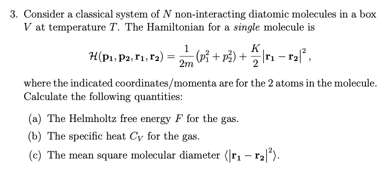 Consider a classical system of N non-interacting | Chegg.com