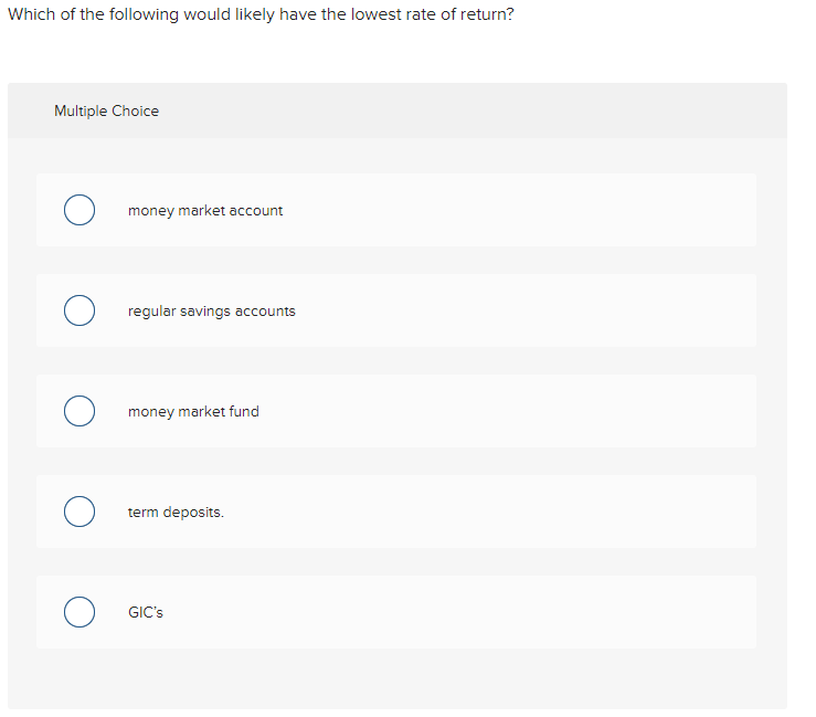 Solved Which of the following would likely have the lowest | Chegg.com