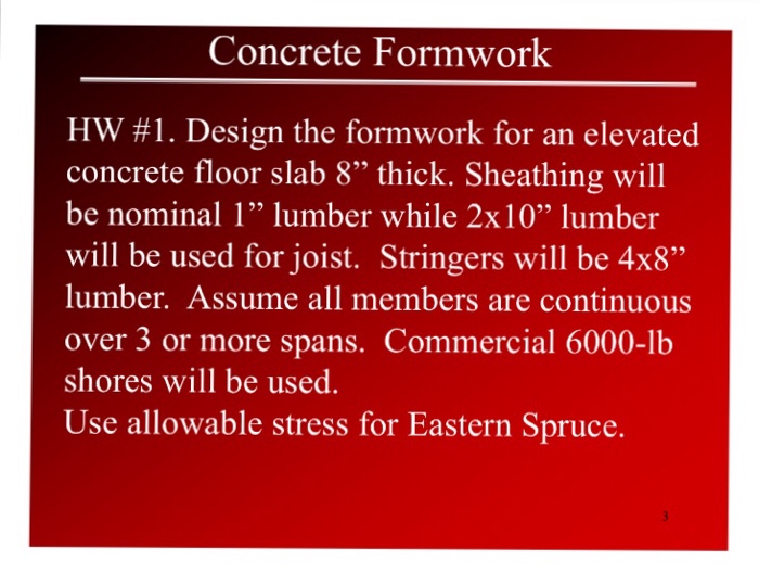 Solved Design the formwork for an elevated concrete floor | Chegg.com
