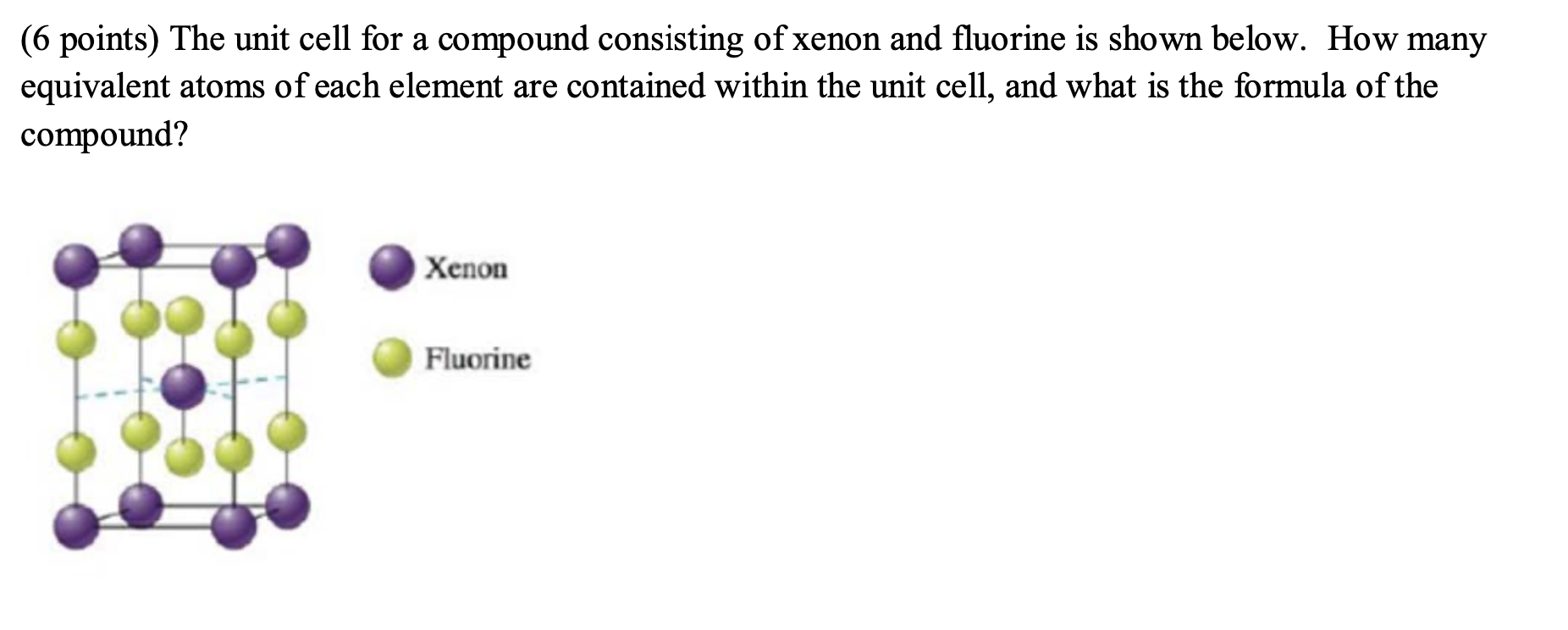 Solved (6 points) The unit cell for a compound consisting of | Chegg.com