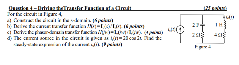 Solved Question 4 - Driving the Transfer Function of a | Chegg.com