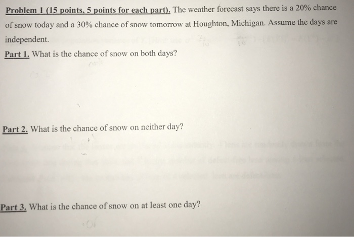Solved Problem 1 (15 points, 5 points for each part. The | Chegg.com