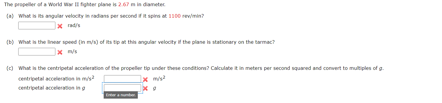 Solved The propeller of a World War II fighter plane is 2.67 | Chegg.com