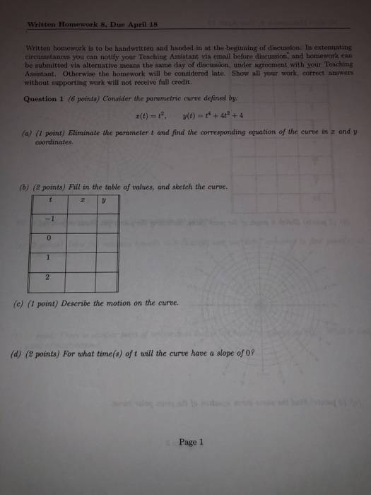 Solved Written Homework 8, Due April 18 Written homework is | Chegg.com