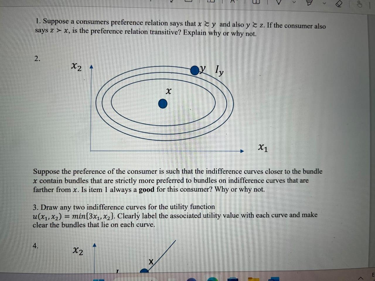 Solved 1. Suppose a consumers preference relation says that | Chegg.com