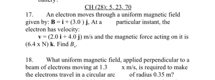 Solved An Electron Moves Through A Uniform Magnetic Field | Chegg.com