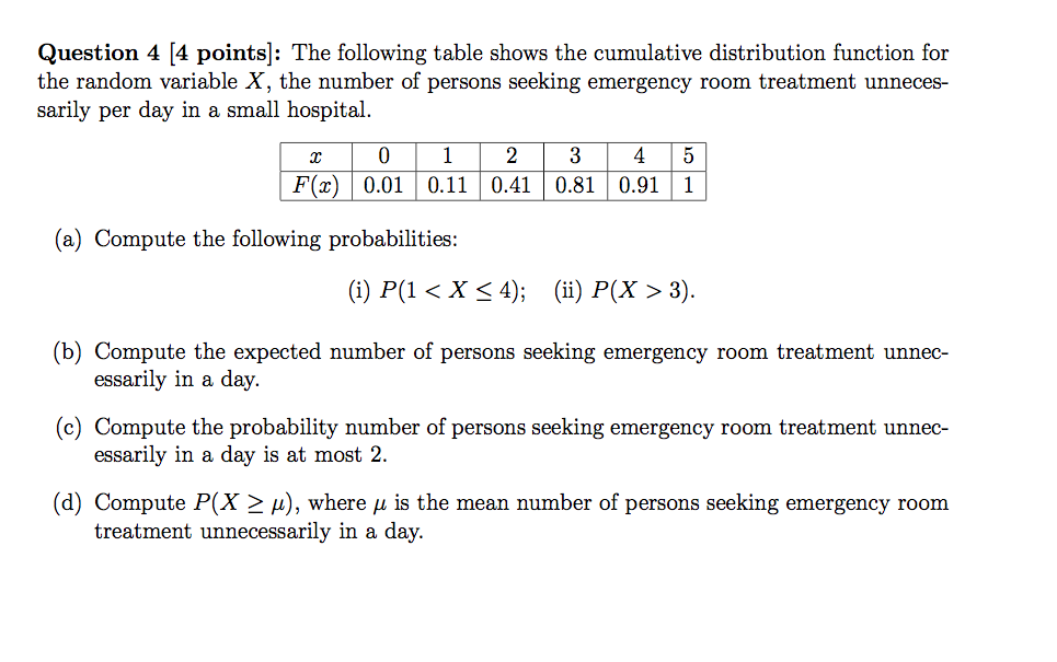 Solved Question 4 (4 points]: The following table shows the | Chegg.com