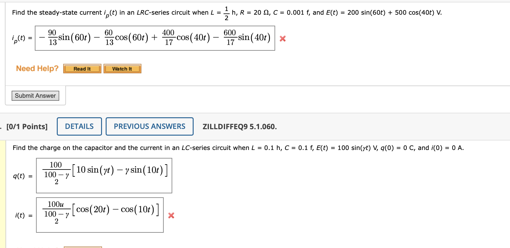 Solved Find The Steady State Current In T In An Lrc Series Chegg Com
