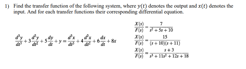 Solved 1) Find the transfer function of the following | Chegg.com