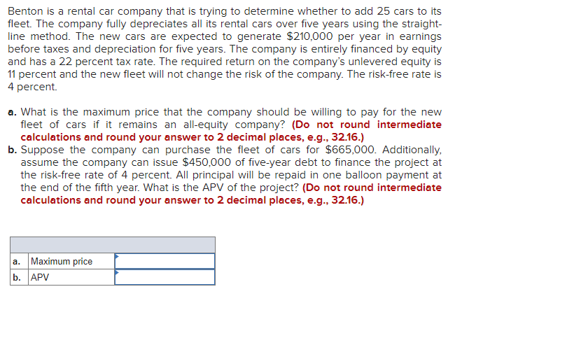 Solved Benton is a rental car company that is trying to