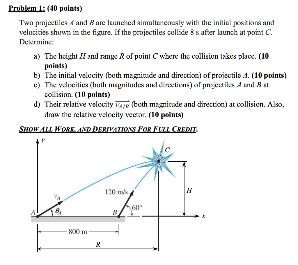 Solved Problem 1: (40 Points) Two Projectiles A And B Are | Chegg.com