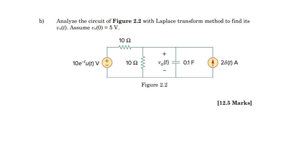 Solved B) Analyze The Circuit Of Figure 2.2 With Laplace | Chegg.com