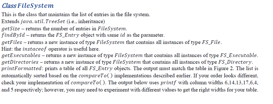 Class FileSystem This is the class that maintains the | Chegg.com