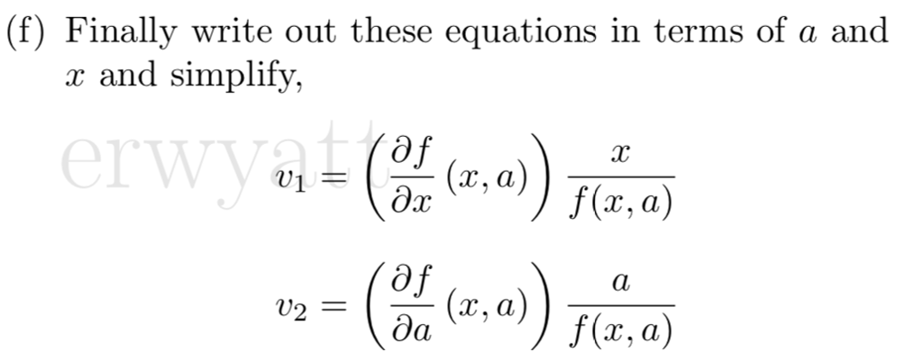 Solved (f) Finally write out these equations in terms of a | Chegg.com