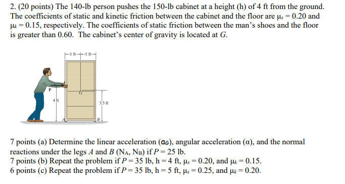 Solved 2 Points The 140 15 Person Pushes The 150 1b Chegg Com