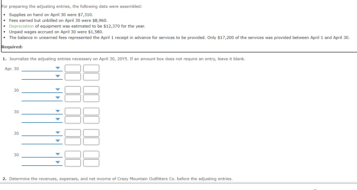 Solved For Preparing The Adjusting Entries, The Following | Chegg.com