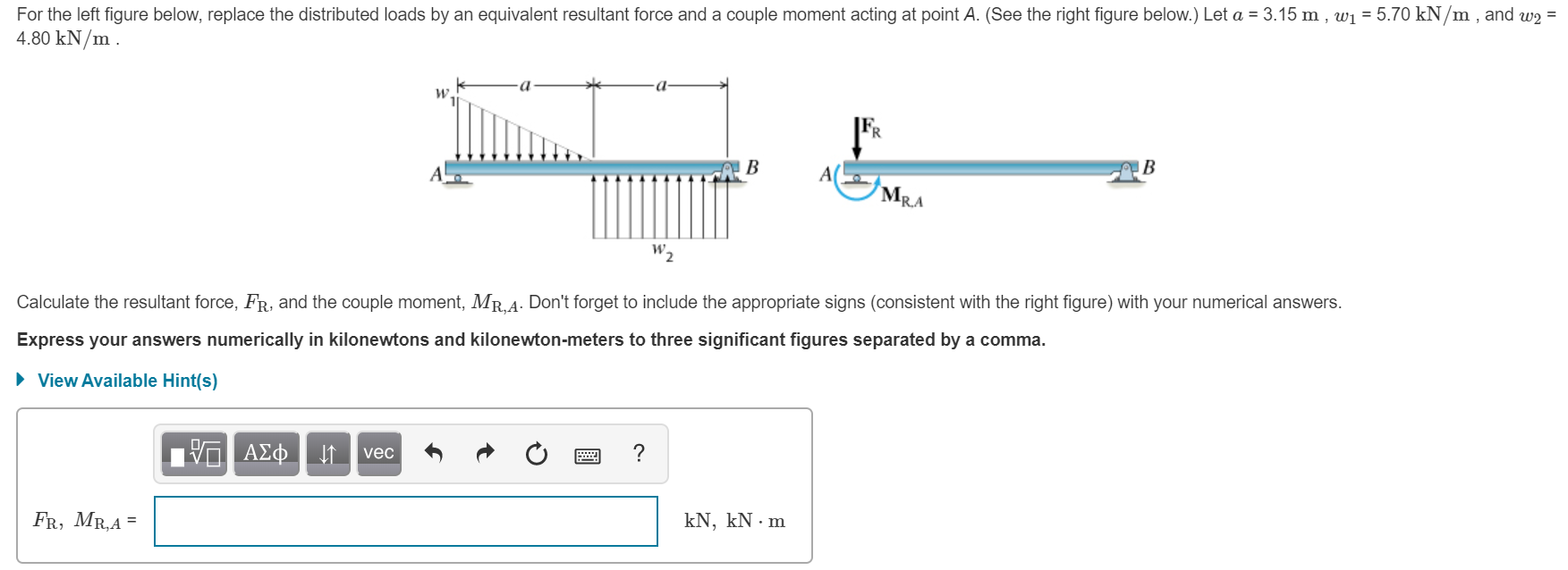 Solved For the left figure below, replace the distributed | Chegg.com
