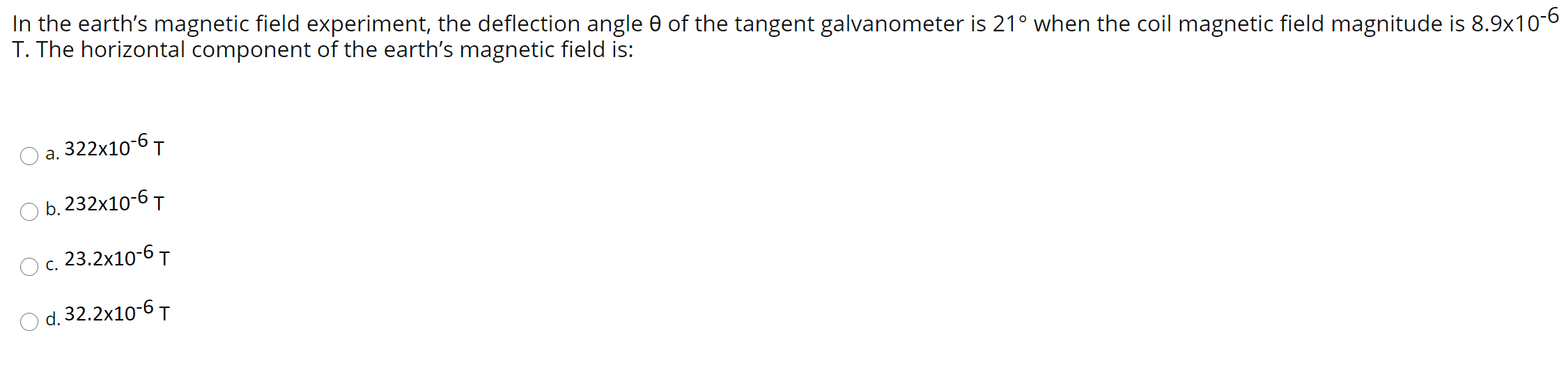 Solved In The Earth's Magnetic Field Experiment, The | Chegg.com