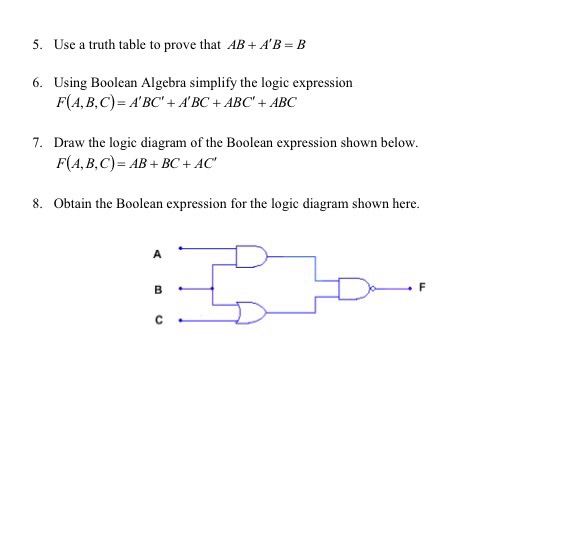 Solved Use A Truth Table To Prove That AB + A'B = B Using | Chegg.com