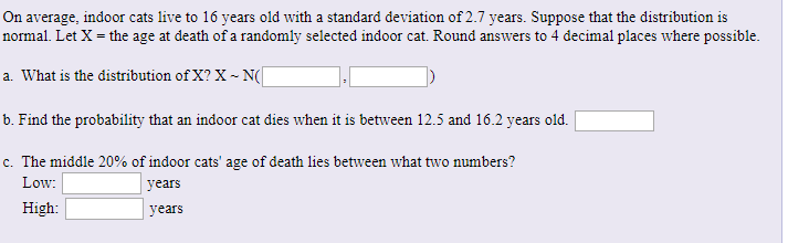 average age of cats death
